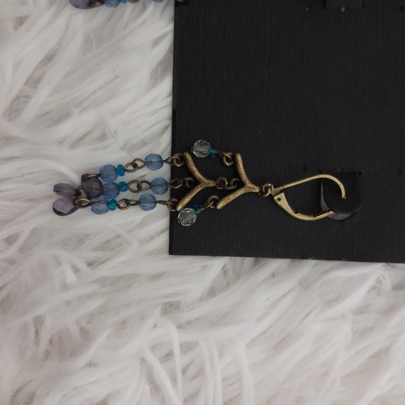 Cookie Lee Waterfall Earrings Beaded Blue NEW - Picture 2 of 4